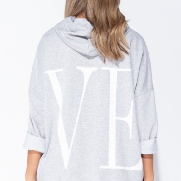 Grey Love Logo Zip Front Oversized Hoodie Dress - Picture 7 of 12